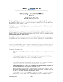 Introducing the Command Line April 26Th, 2002