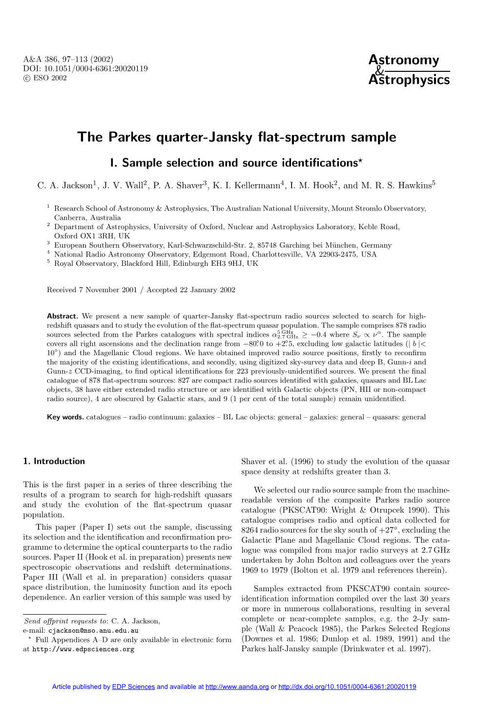 The Parkes Quarter-Jansky Flat-Spectrum Sample