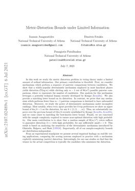 Metric-Distortion Bounds Under Limited Information