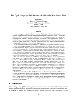 The Dyck Language Edit Distance Problem in Near-Linear Time