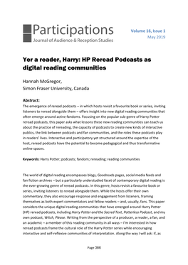 Yer a Reader, Harry: HP Reread Podcasts As Digital Reading Communities