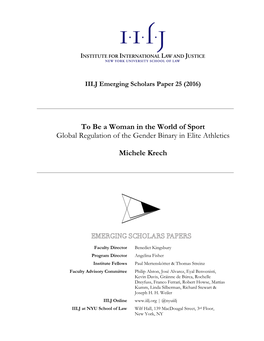 To Be a Woman in the World of Sport Global Regulation of the Gender Binary in Elite Athletics Michele Krech