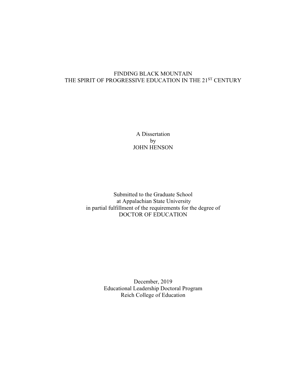 Finding Black Mountain the Spirit of Progressive Education in the 21St Century