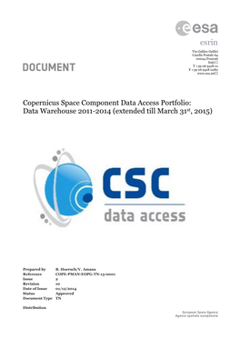 GSC DAP DWH Date 01/12/2014 Issue 2 Rev 10 ESA UNCLASSIFIED – for Official Use