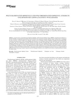 Polychlorinated Biphenyls and Polybrominated Diphenyl Ethers in Galapagos Sea Lions (Zalophus Wollebaeki)