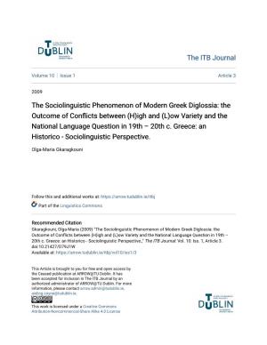 The Sociolinguistic Phenomenon of Modern Greek Diglossia