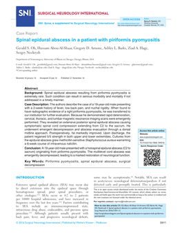 Spinal Epidural Abscess in a Patient with Piriformis Pyomyositis Gerald S