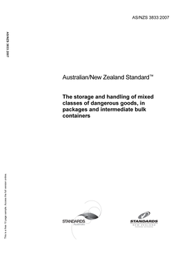 AS/NZS 3833:2007 the Storage and Handling of Mixed Classes Of
