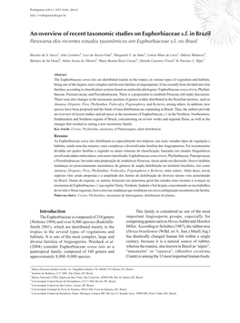 An Overview of Recent Taxonomic Studies on Euphorbiaceae Sl in Brazil
