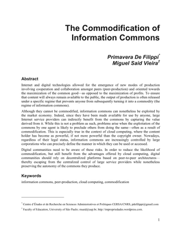 The Commodification of Information Commons