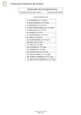 Calendari De Competició