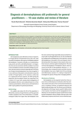 Diagnosis of Dermatophytoses Still Problematic for General Practitioners