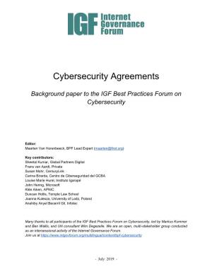 Background Paper on Cybersecurity Agreements