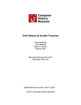 Oral History of Avadis Tevanian