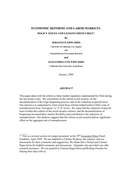 Economic Reforms and Labor Markets: Policy Issues and Lessons from Chile