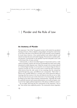 Plunder and the Rule of Law 1