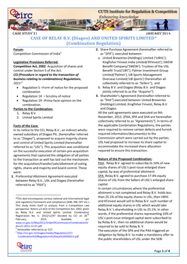 CASE of RELAY B.V. (Diageo) and UNITED SPIRITS LIMITED* (Combination Regulation) Forum: 2