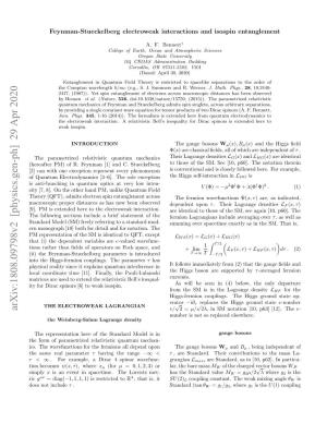 Arxiv:1808.09798V2 [Physics.Gen-Ph] 29 Apr 2020 Notehgsfrinculns H Parameter the Couplings