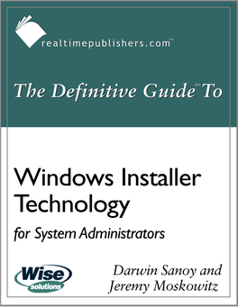 The Definitive Guide to Windows Installer Technology for System
