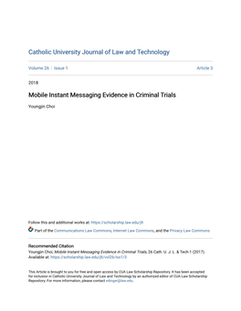 Mobile Instant Messaging Evidence in Criminal Trials