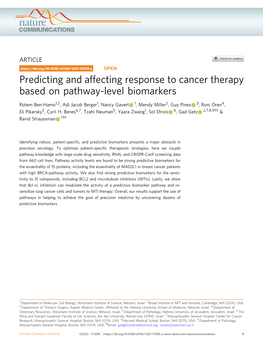 Predicting and Affecting Response to Cancer Therapy Based on Pathway-Level Biomarkers