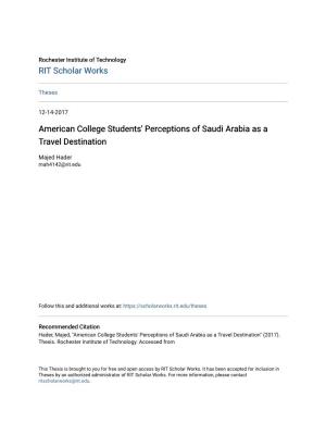 American College Students' Perceptions of Saudi Arabia As a Travel Destination