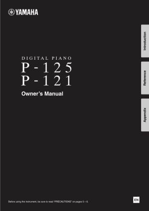 P-125, P-121 Owner's Manual