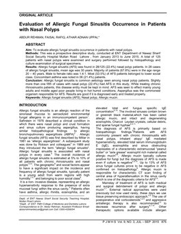 Evaluation of Allergic Fungal Sinusitis Occurrence in Patients with Nasal Polyps