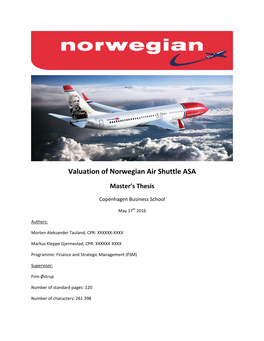 Valuation of Norwegian Air Shuttle ASA