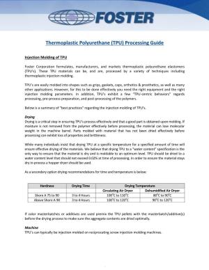 Thermoplastic Polyurethane (TPU) Processing Guide