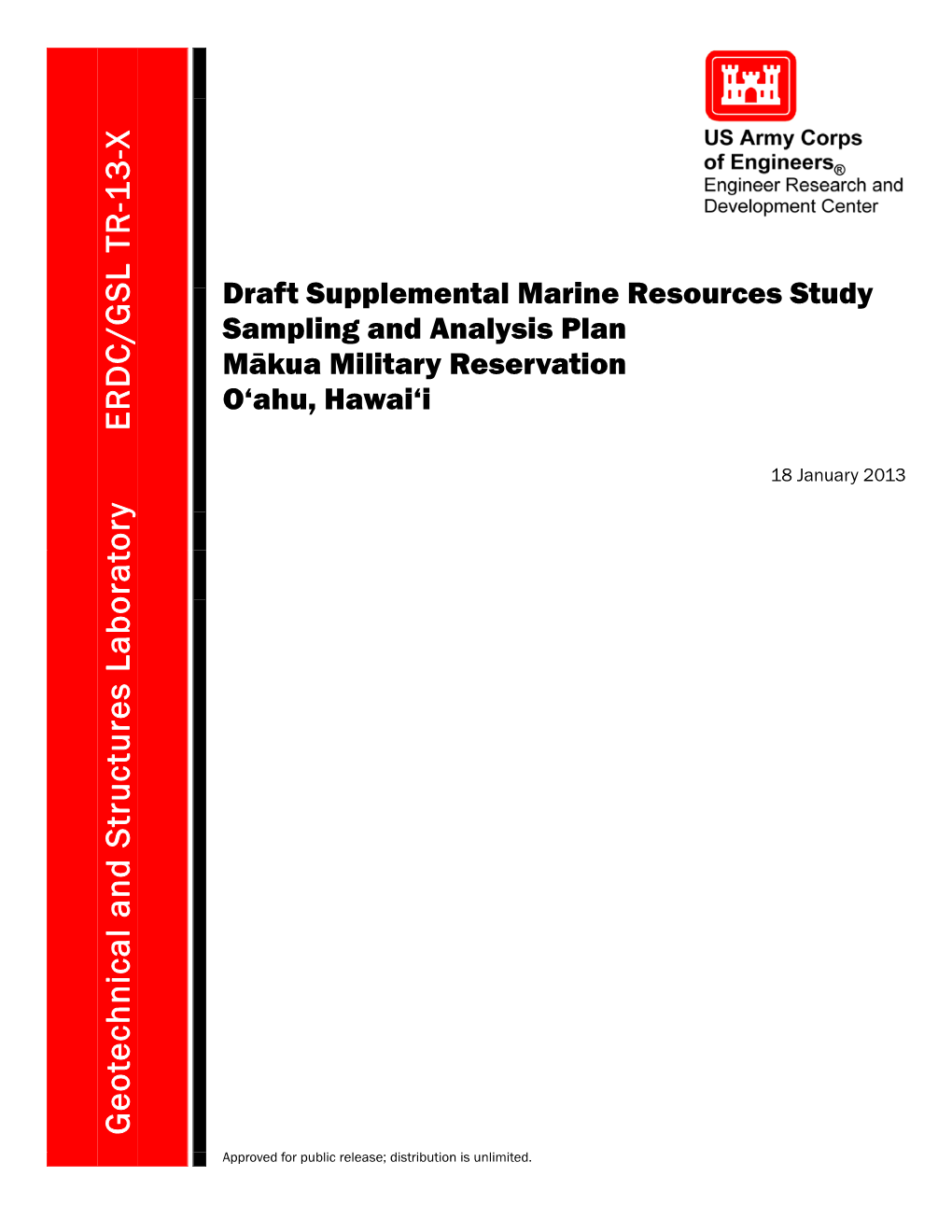 Draft Supplemental Marine Resources Study GS Sampling and Analysis Plan Mākua Military Reservation O‘Ahu, Hawai‘I ERDC