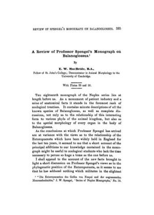 A Review of Professor Spengel's Monograph on Balanoglossus.1 by E
