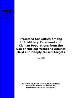 Projected Casualties Among US Military Personnel and Civilian