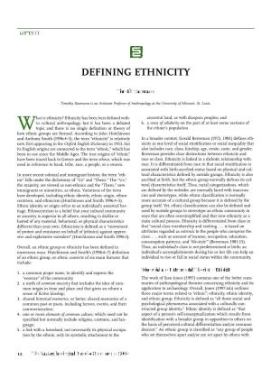 Defining Ethnicity