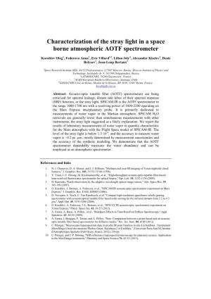 Characterization of the Stray Light in a Space Borne Atmospheric AOTF Spectrometer