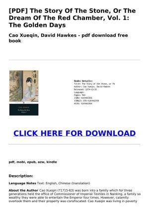 The Golden Days Cao Xueqin, David Hawkes Pdf, Pdf Cao Xueqin, David Hawkes the Story of the Stone, Or the Dream of the Red Chamber, Vol