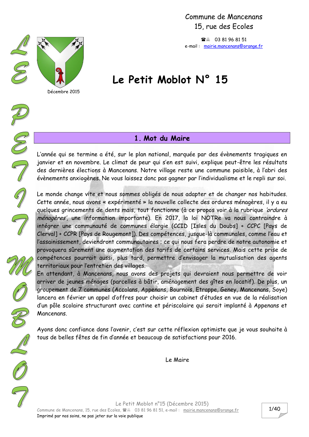 Le Petit Moblot N° 15