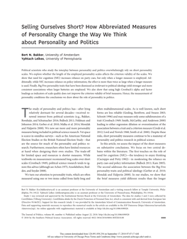 How Abbreviated Measures of Personality Change the Way We Think About Personality and Politics