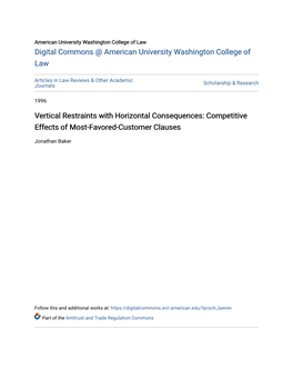 Vertical Restraints with Horizontal Consequences: Competitive Effects of Most-Favored-Customer Clauses