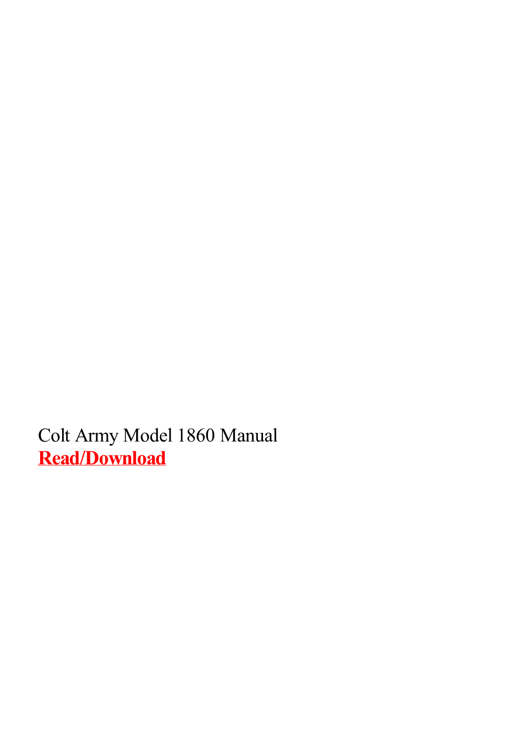 Colt Army Model 1860 Manual