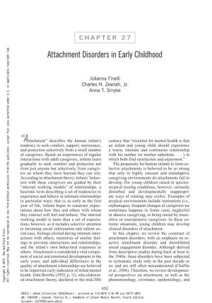 Chapter 27: Attachment Disorders in Early Childhood