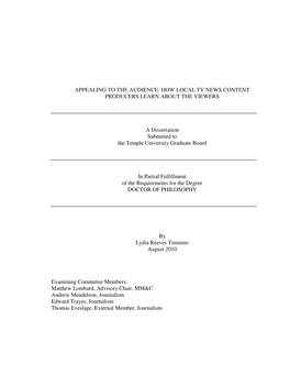Appealing to the Audience: How Local Tv News Content Producers Learn About the Viewers