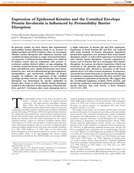 Expression of Epidermal Keratins and the Cornified Envelope Protein