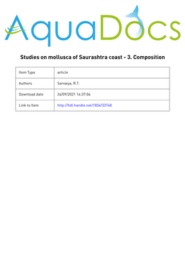 Studies on Mollusca of Saurashtra Coast - 3