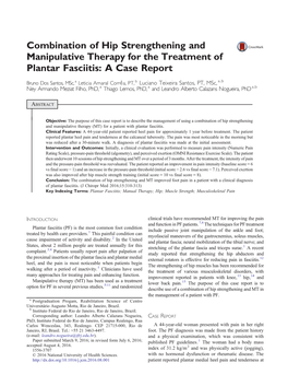 Combination of Hip Strengthening and Manipulative Therapy for the Treatment of Plantar Fasciitis: a Case Report