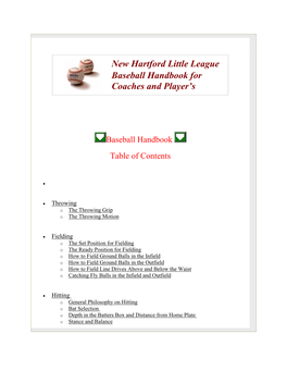 New Hartford Little League Baseball Handbook for Coaches and Player's