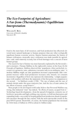 The Eco-Footprint of Agriculture: a Far-From-(Thermodynamic)-Equilibrium Interpretation
