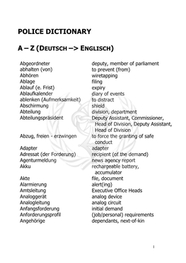 German Police Dictionary