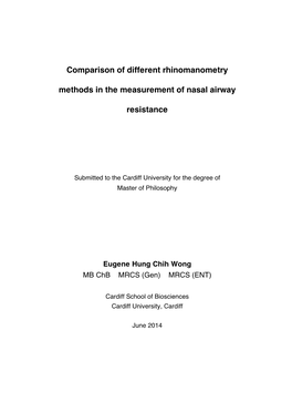 Comparison of Different Rhinomanometry Methods in the Measurement of Nasal Airway