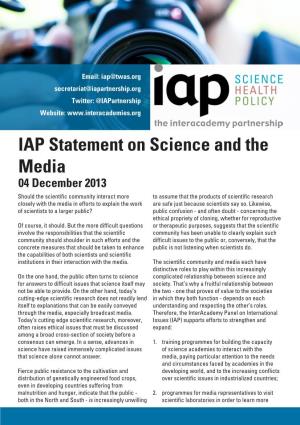 IAP Statement on Science and the Media